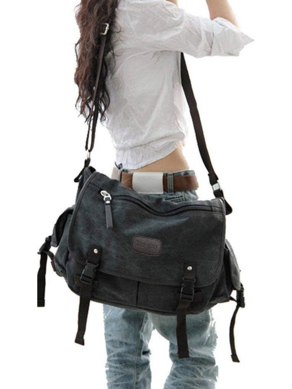 Vintage Canvas Messenger Bag for Laptops 13-17” | Large Shoulder Bag for Men